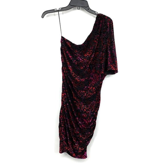 Moda International Dress Velvet One Shoulder Sleeve Leopard - Picture 9 of 11